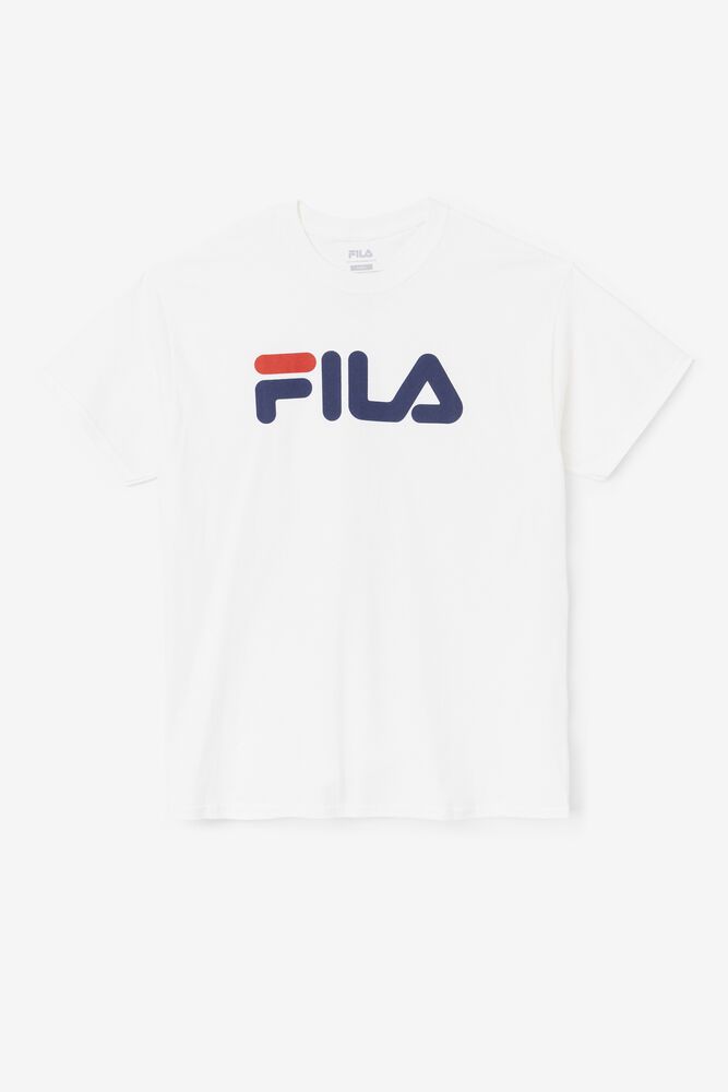 Fila Logo White T-Shirt Mens - NZ 85793-DASU